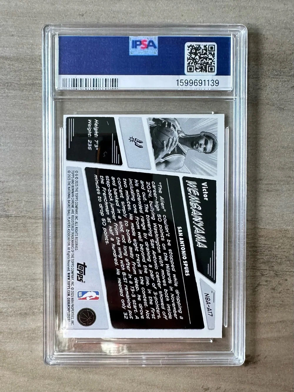 Victor Wembanyama 2025 Topps Anime #A17 Novelty Gem Mint 10 Basketball Card.